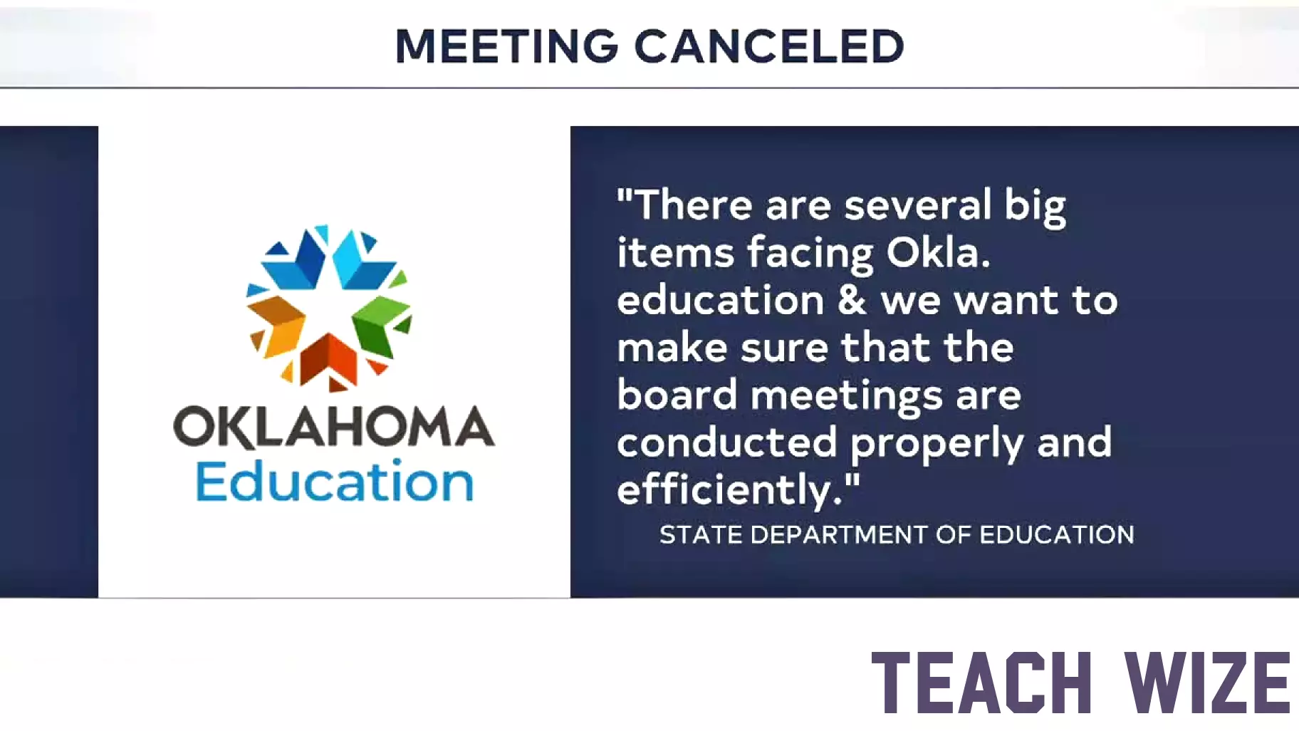 Oklahoma State Board of Education Cancels Upcoming Meeting